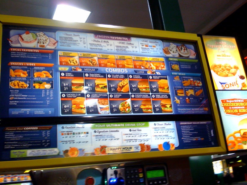 Sonic Drive-In menu