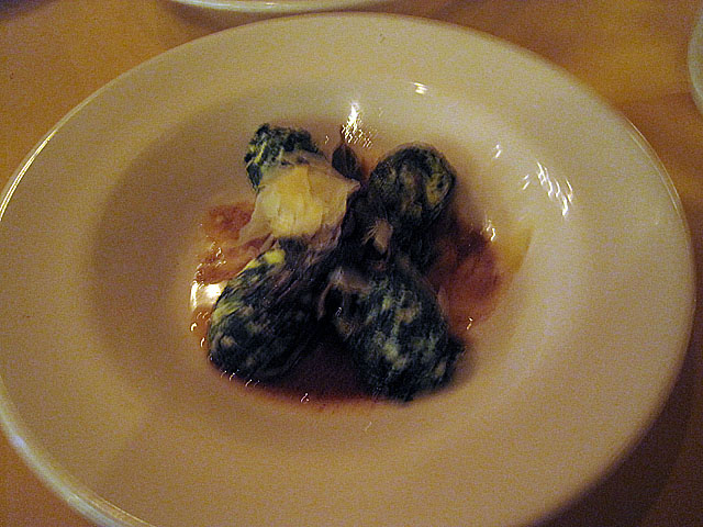 spinach and ricotta dumpling, light brown butter and sage sauce at fabio viviani's firenze osteria