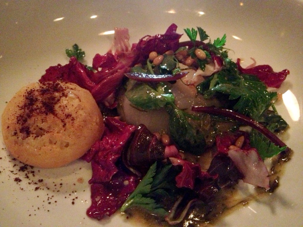 Allumette: Raviolo of Liquified Blood Pudding